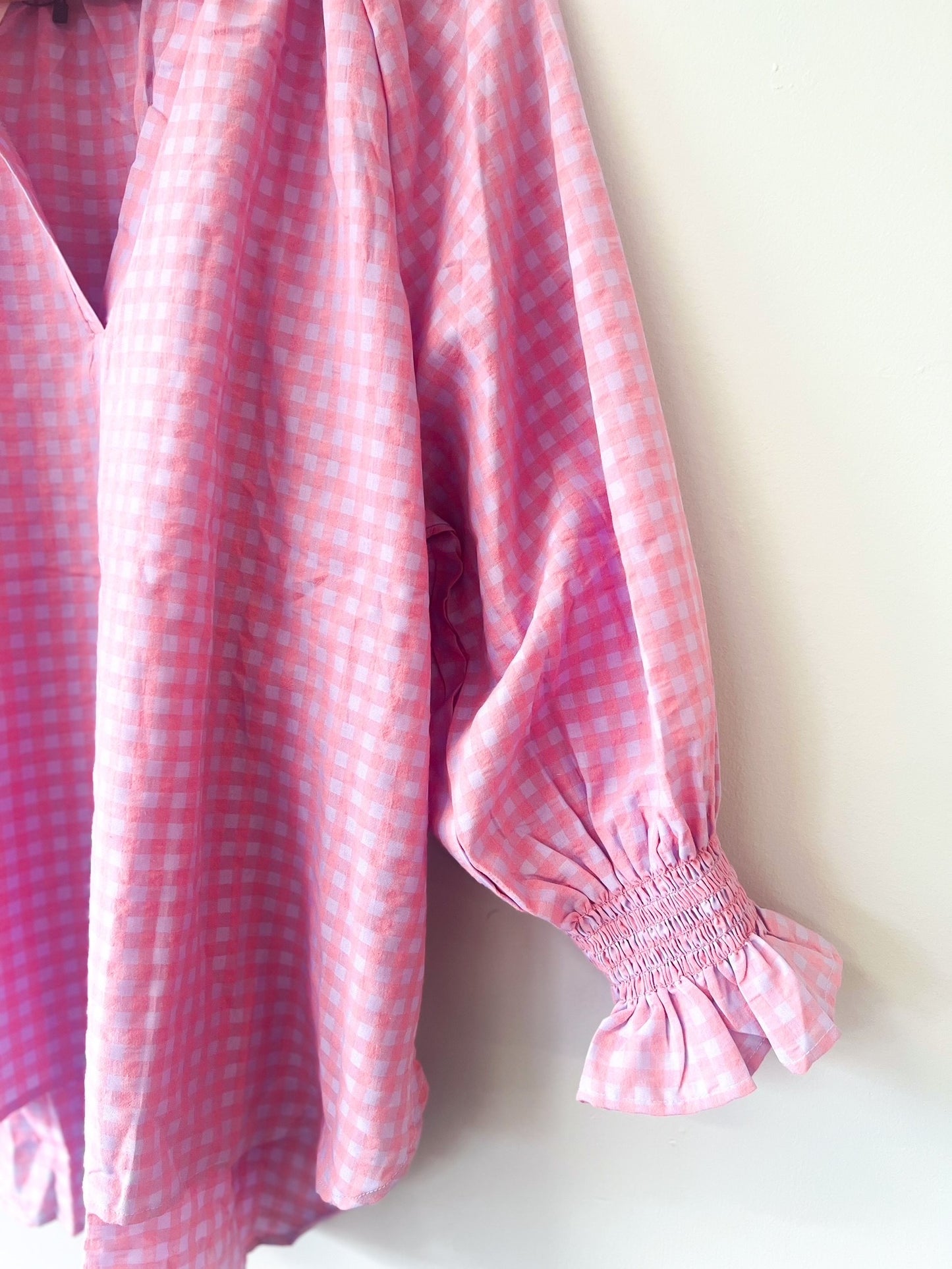 Relaxed Gingham Top - Pink and Lilac