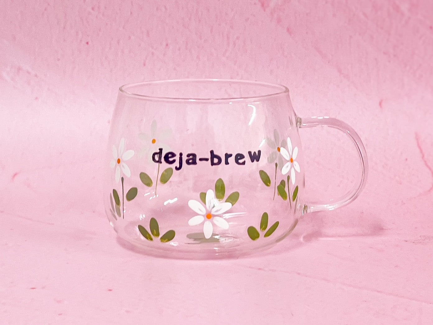 Hand-painted Hug Mug - "Deja-Brew" Daisy