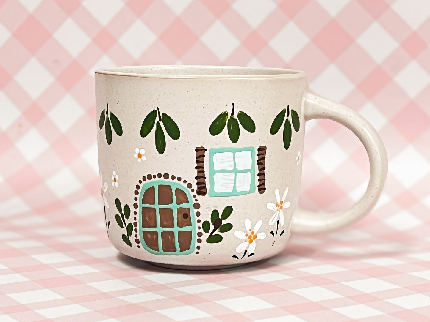 Hand-Painted Ceramic Mug - Cottage #9