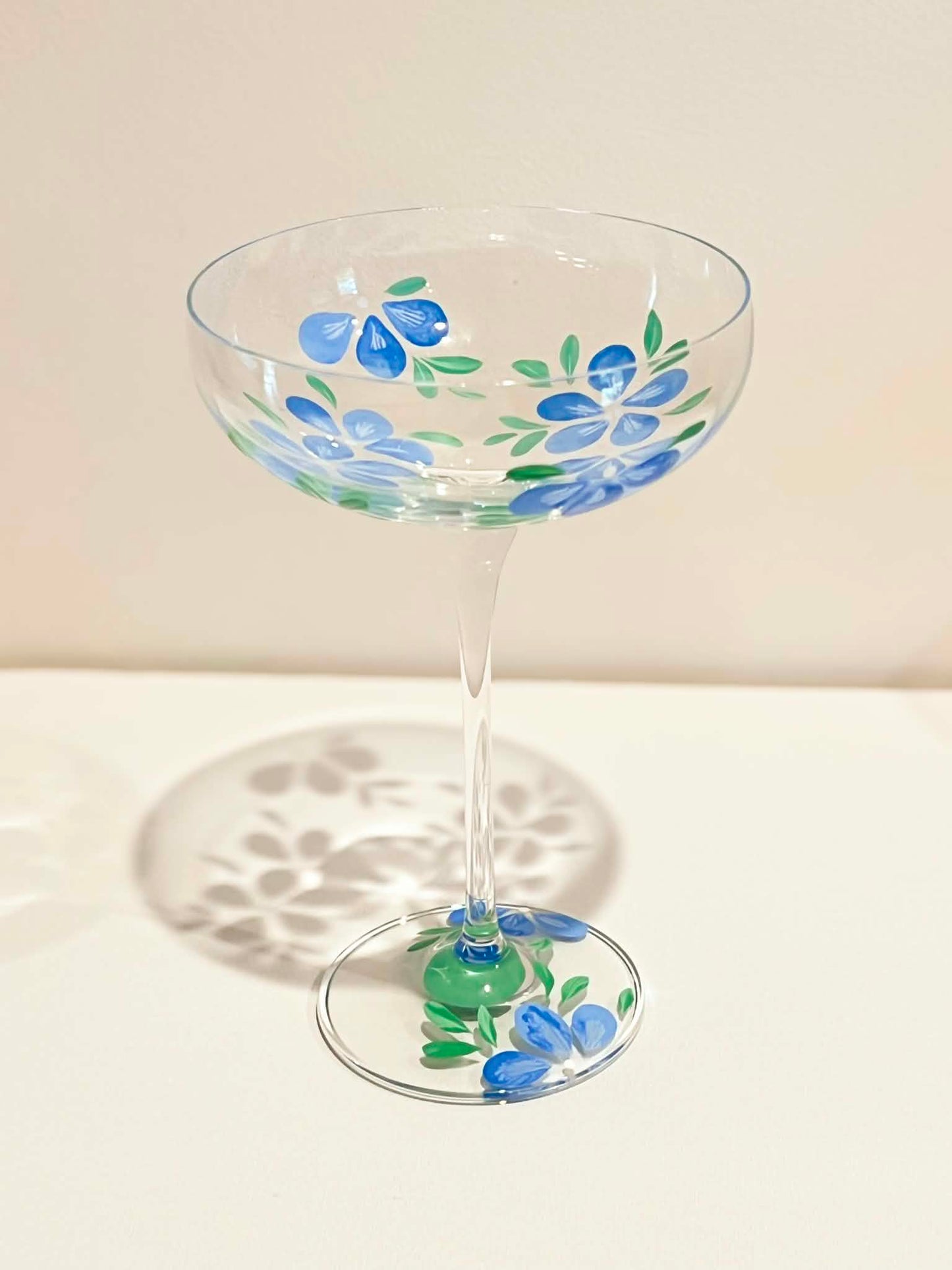Hand-painted Coupe Glass - Bluebell