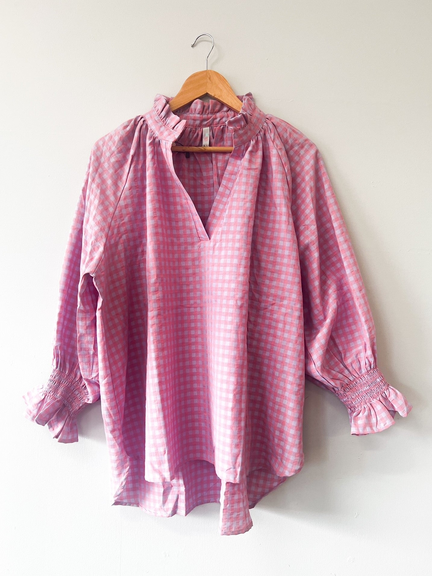 Relaxed Gingham Top - Pink and Lilac