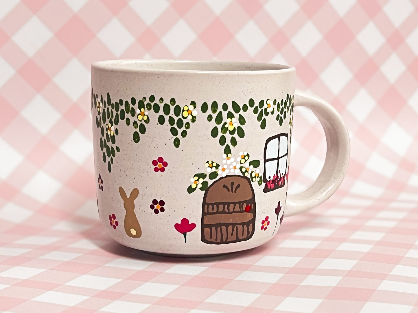 Hand-Painted Ceramic Mug - Cottage #8