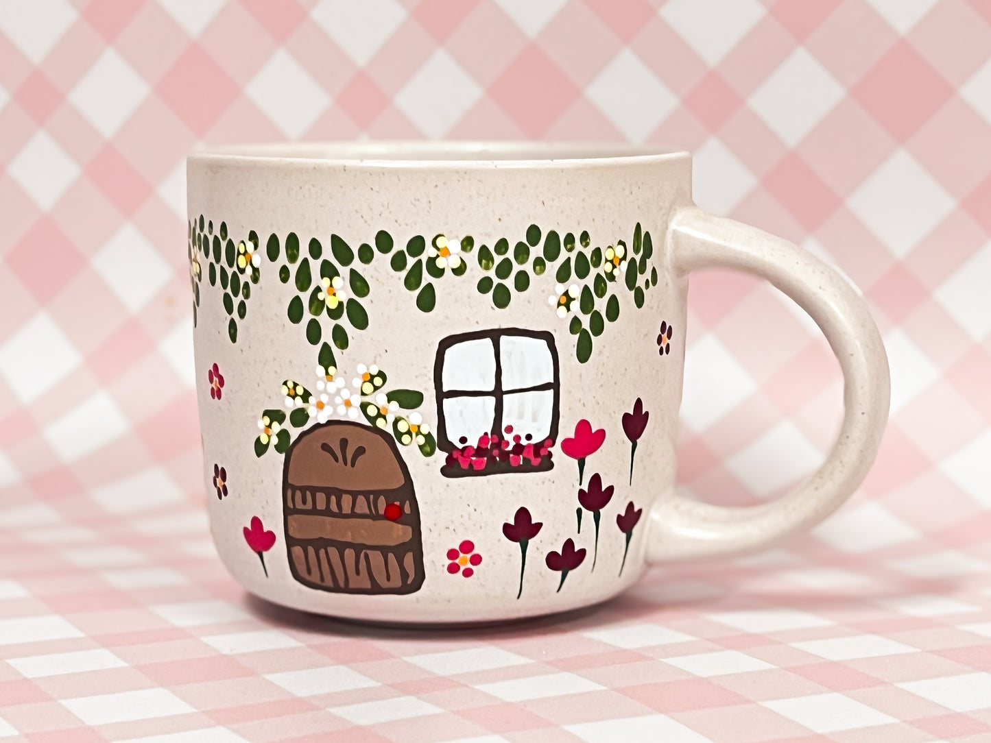Hand-Painted Ceramic Mug - Cottage #8