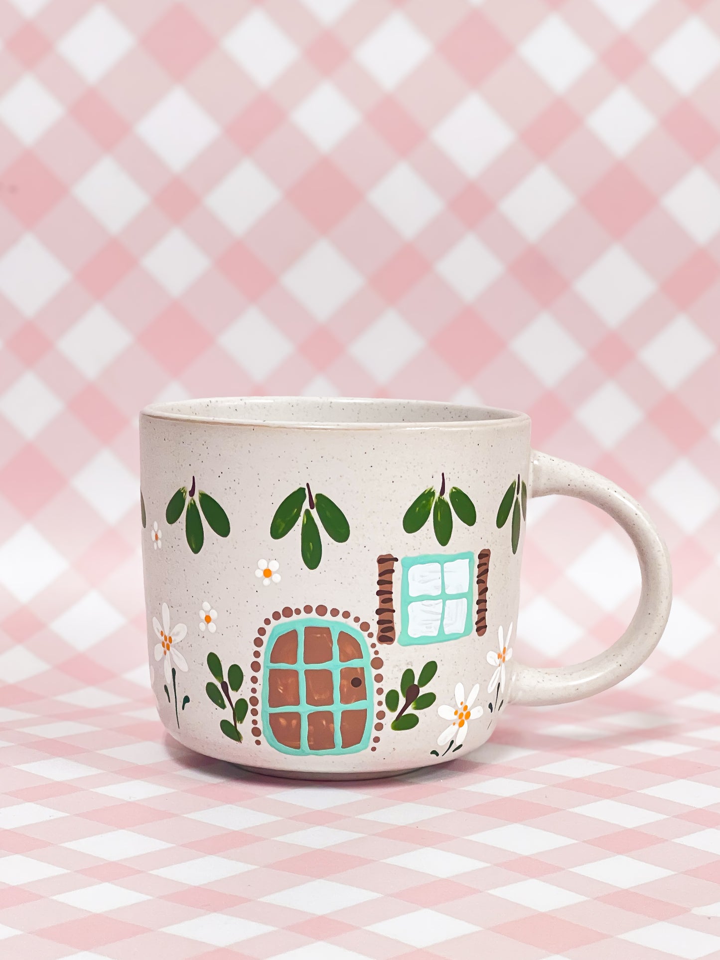 Hand-Painted Ceramic Mug - Cottage #9