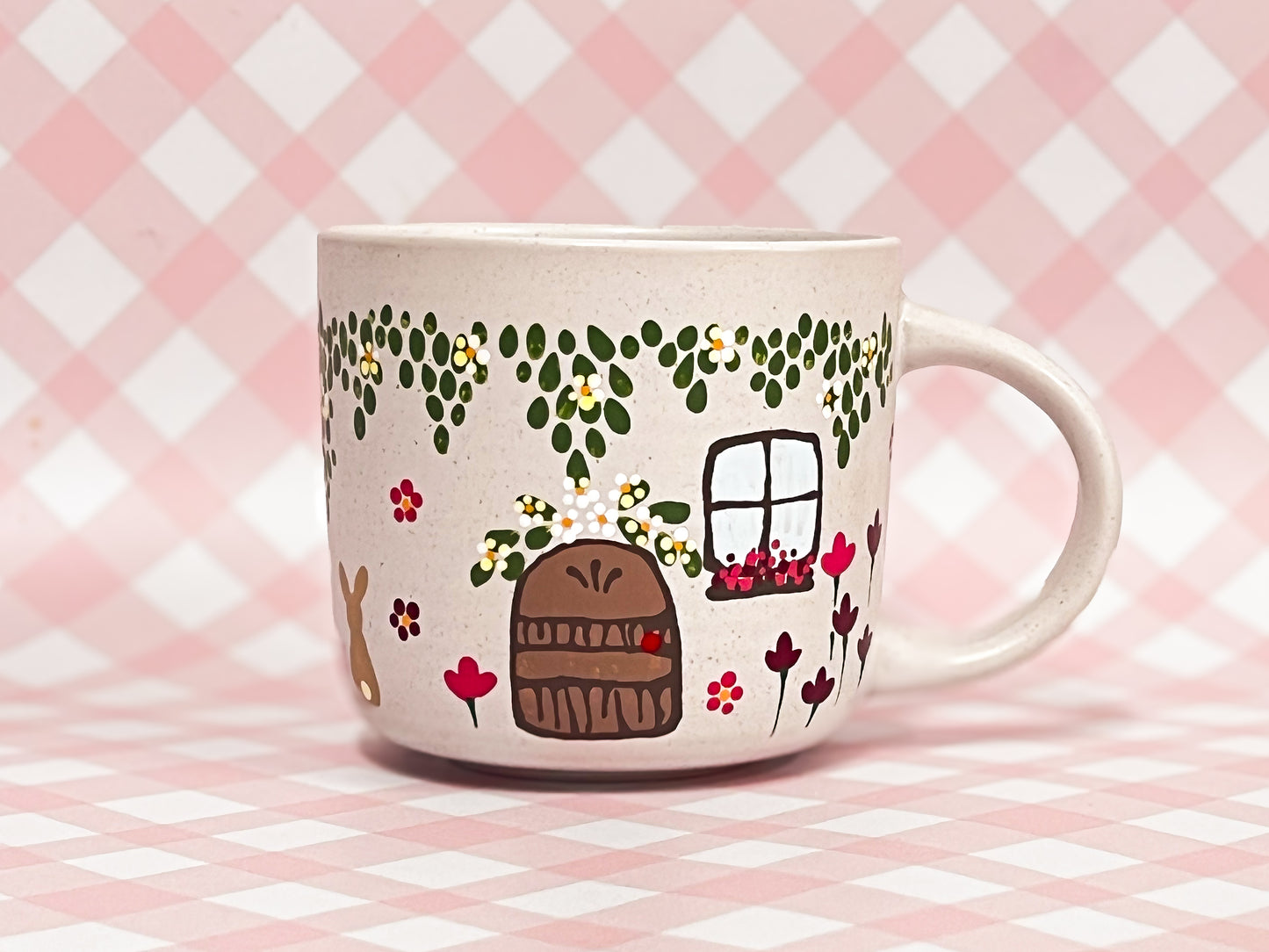 Hand-Painted Ceramic Mug - Cottage #8
