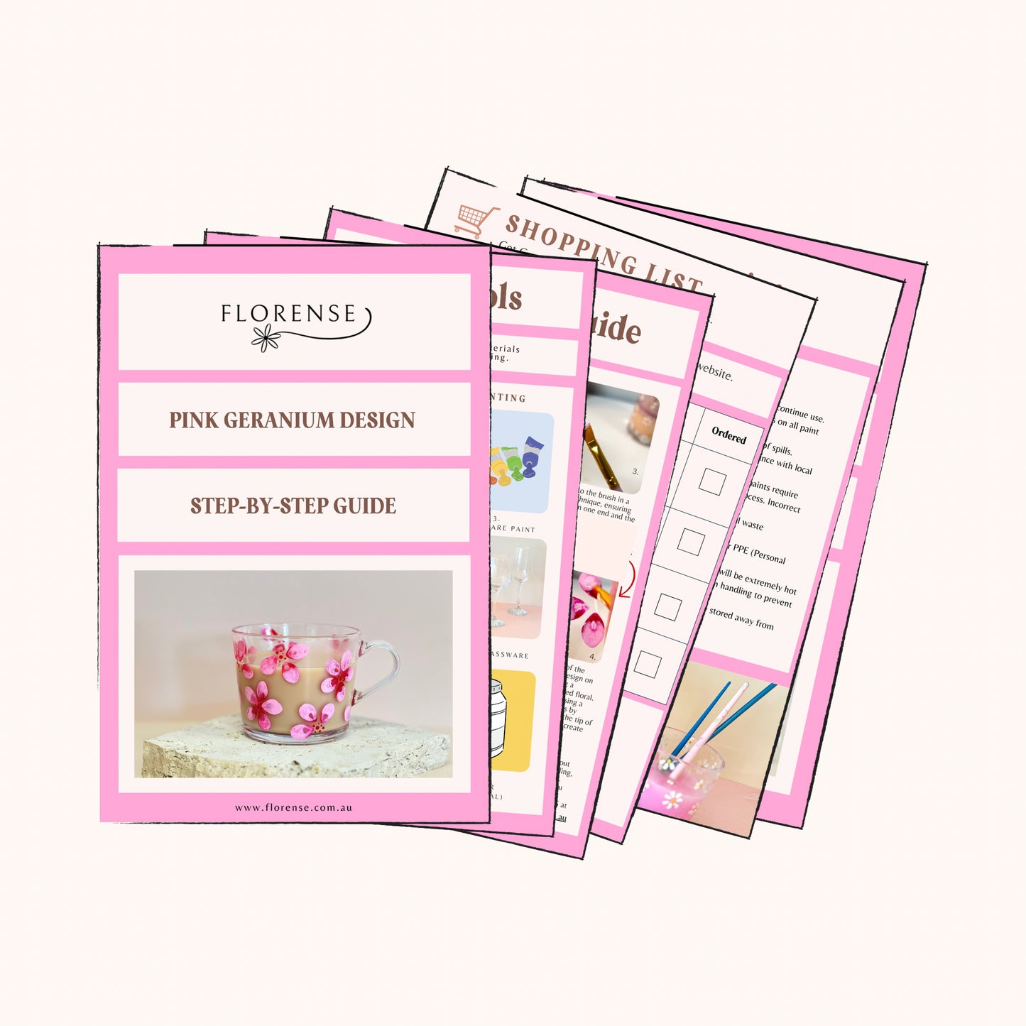 Pink Geranium | Glass Painting Step-by-step Guide (Digital Download)