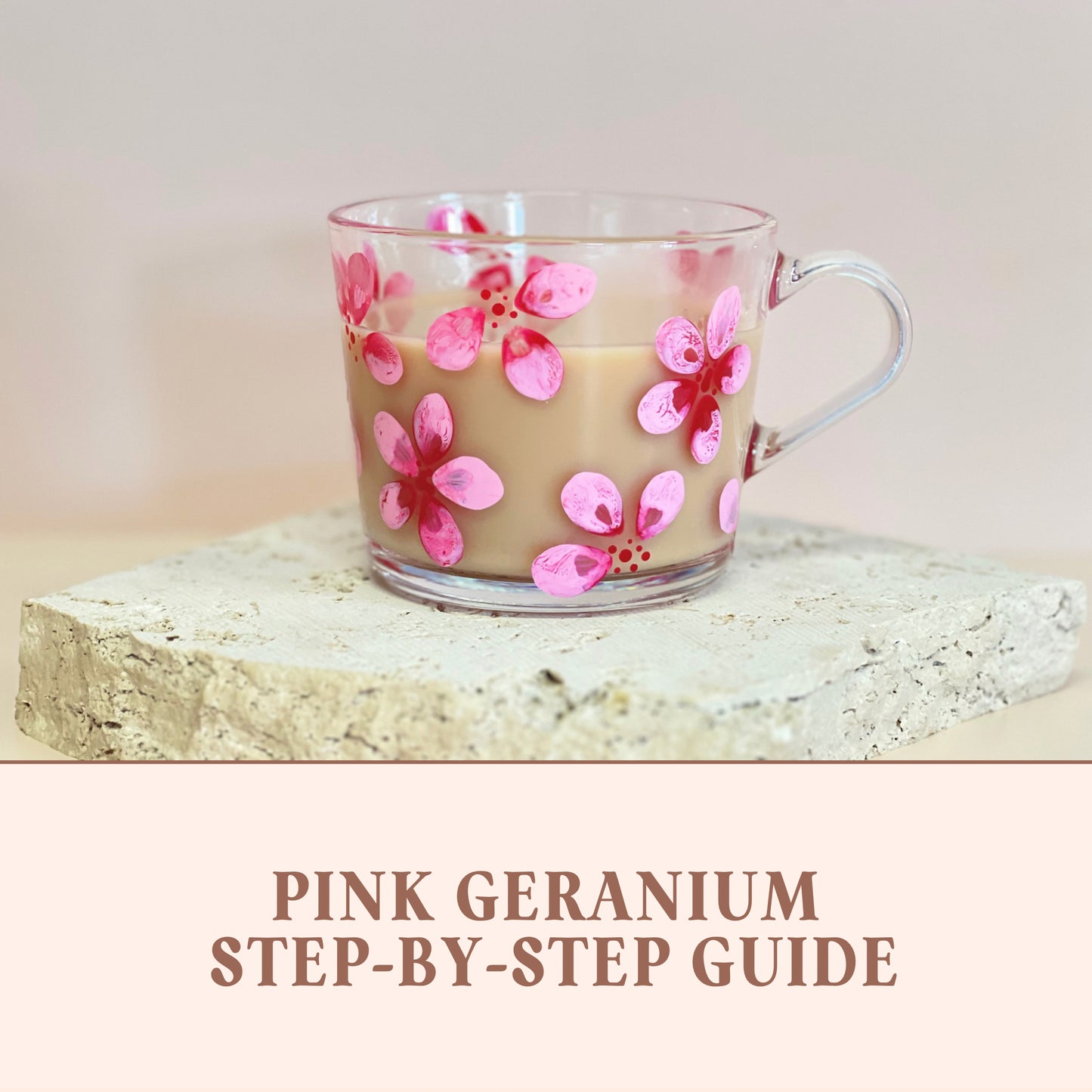 Pink Geranium | Glass Painting Step-by-step Guide (Digital Download)