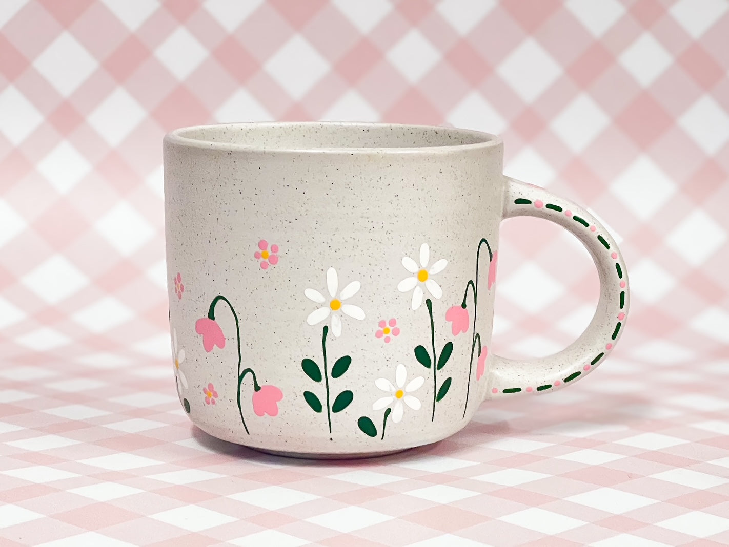 Hand-Painted Stoneware Mug - Sweet Daisy