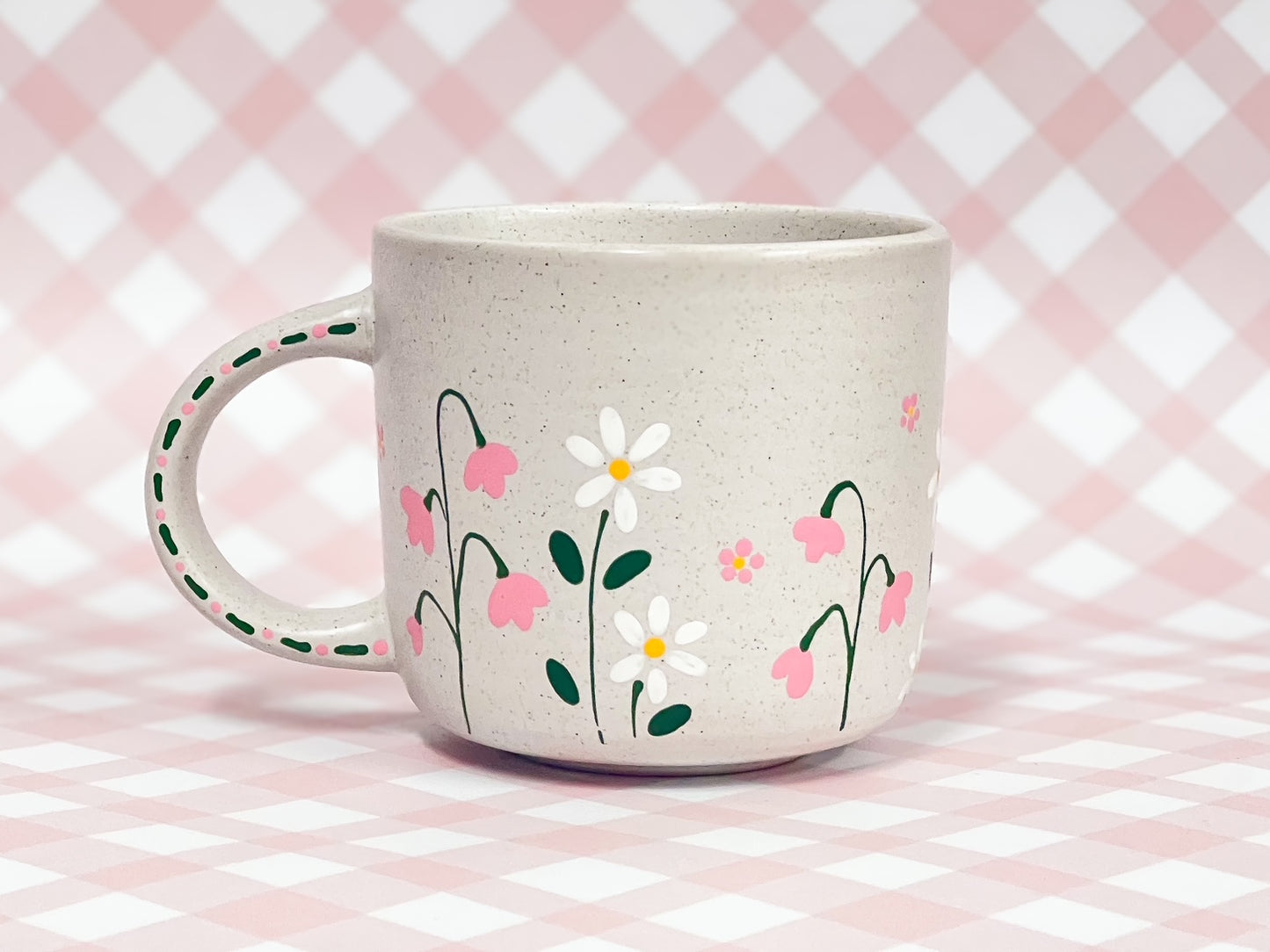 Hand-Painted Stoneware Mug - Sweet Daisy