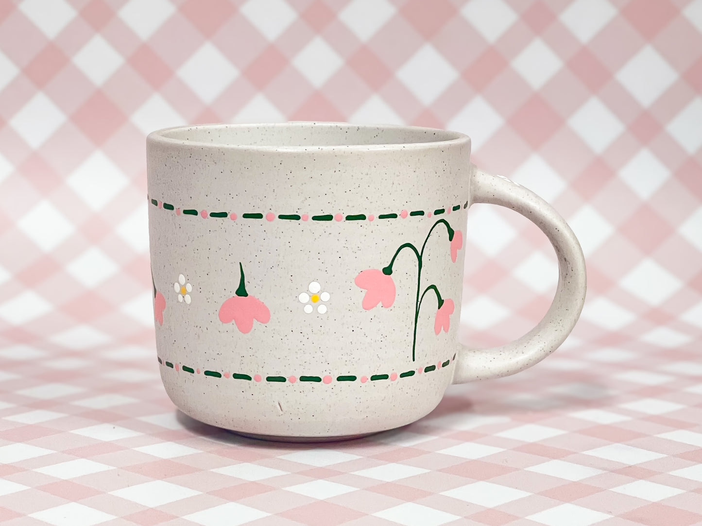 Hand-Painted Stoneware Mug - Sweet Pea Stitch