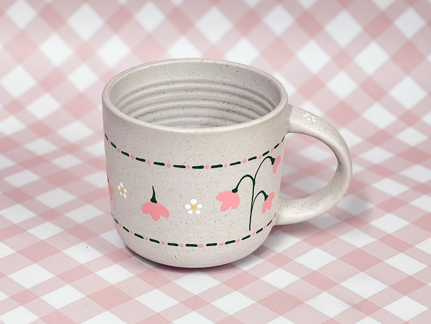 Hand-Painted Stoneware Mug - Sweet Pea Stitch