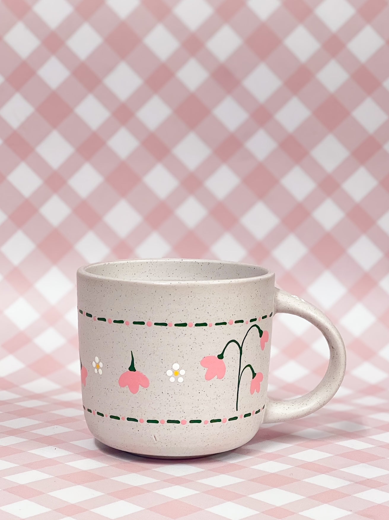 Hand-Painted Stoneware Mug - Sweet Pea Stitch