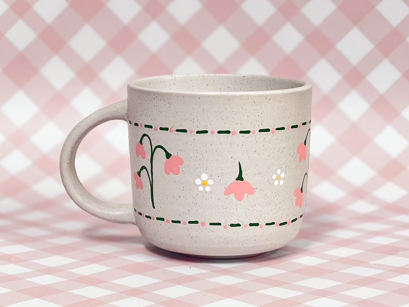 Hand-Painted Stoneware Mug - Sweet Pea Stitch