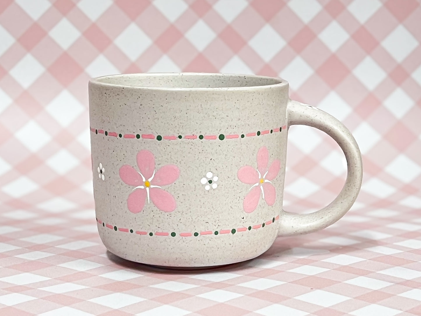 Hand-Painted Stoneware Mug - The Cherry Blossom Stitch