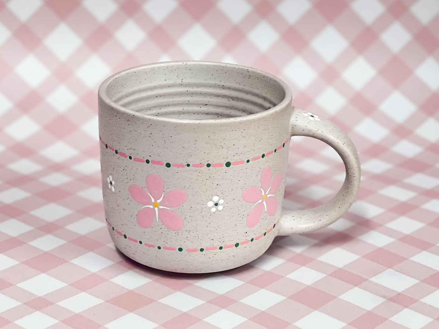 Hand-Painted Stoneware Mug - The Cherry Blossom Stitch