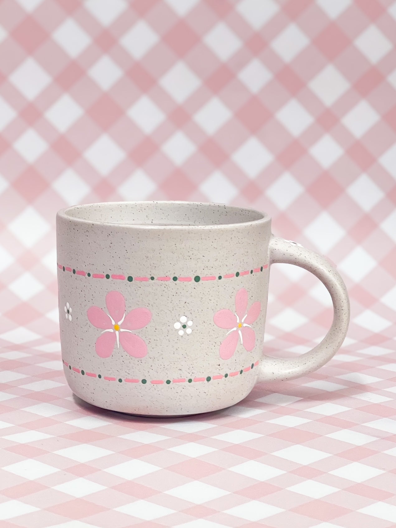 Hand-Painted Stoneware Mug - The Cherry Blossom Stitch