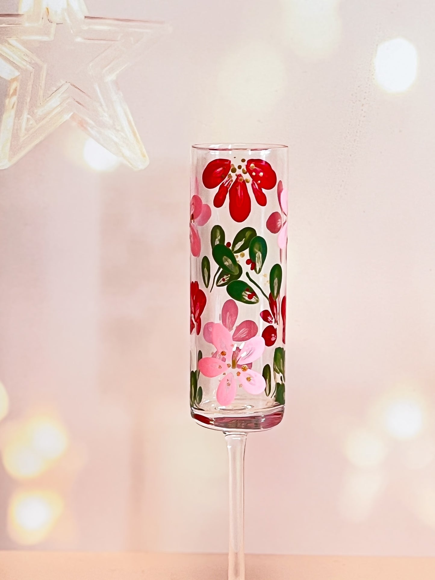 Hand-painted Flute Glass - Noel