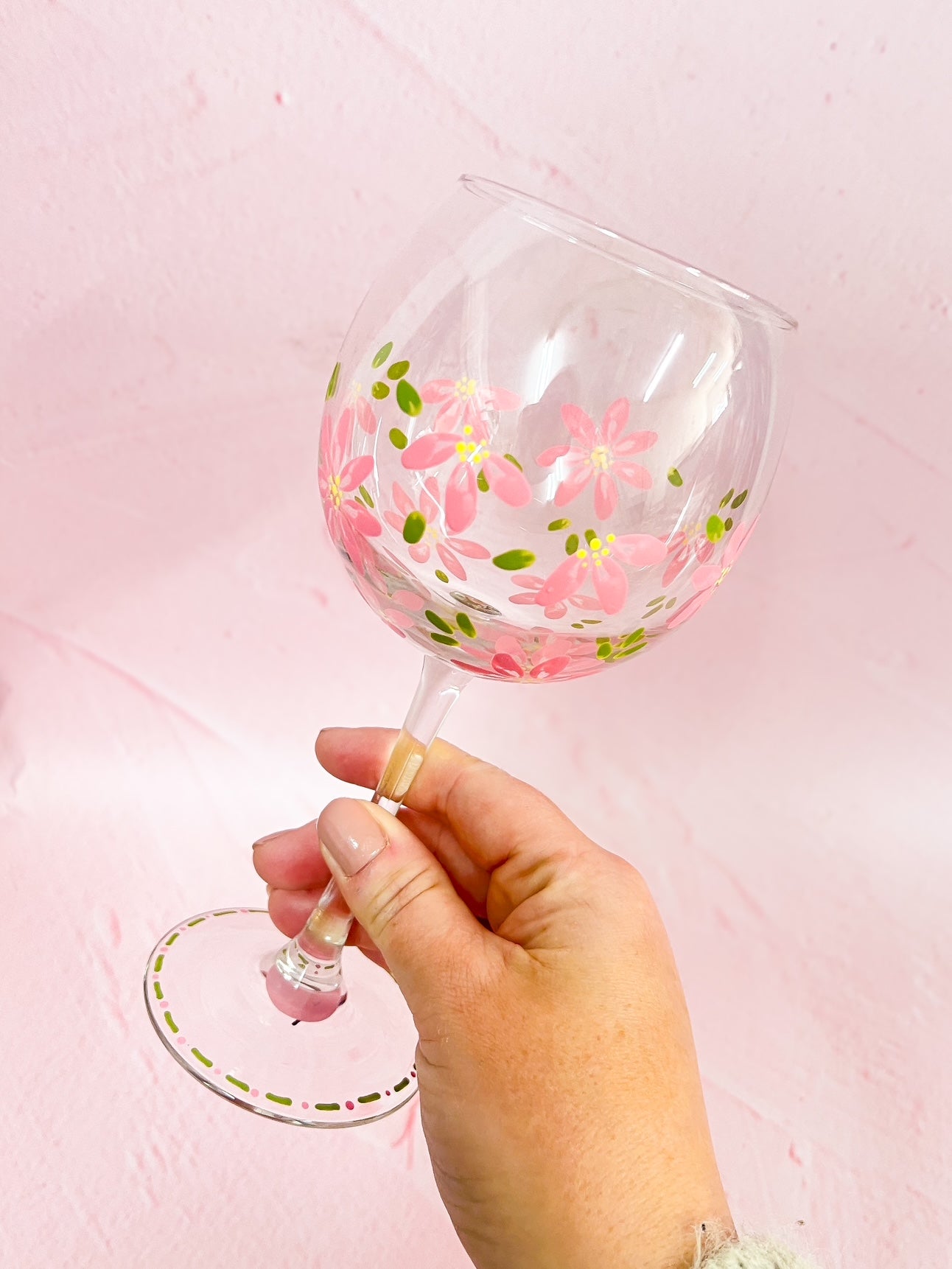 Hand-painted Bowl Wine Glass - Blossom Petal (Upcycled Glass) | Personalise Me!