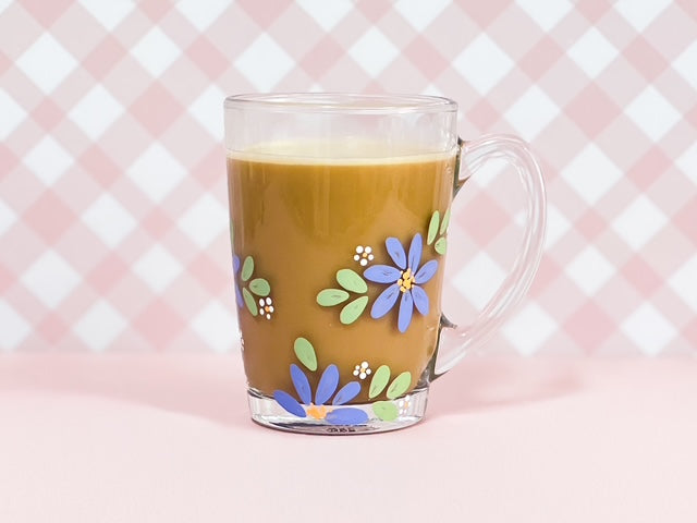 Hand-Painted Coffee Mug - Blossom Cornflower Blue | Personalise Me!
