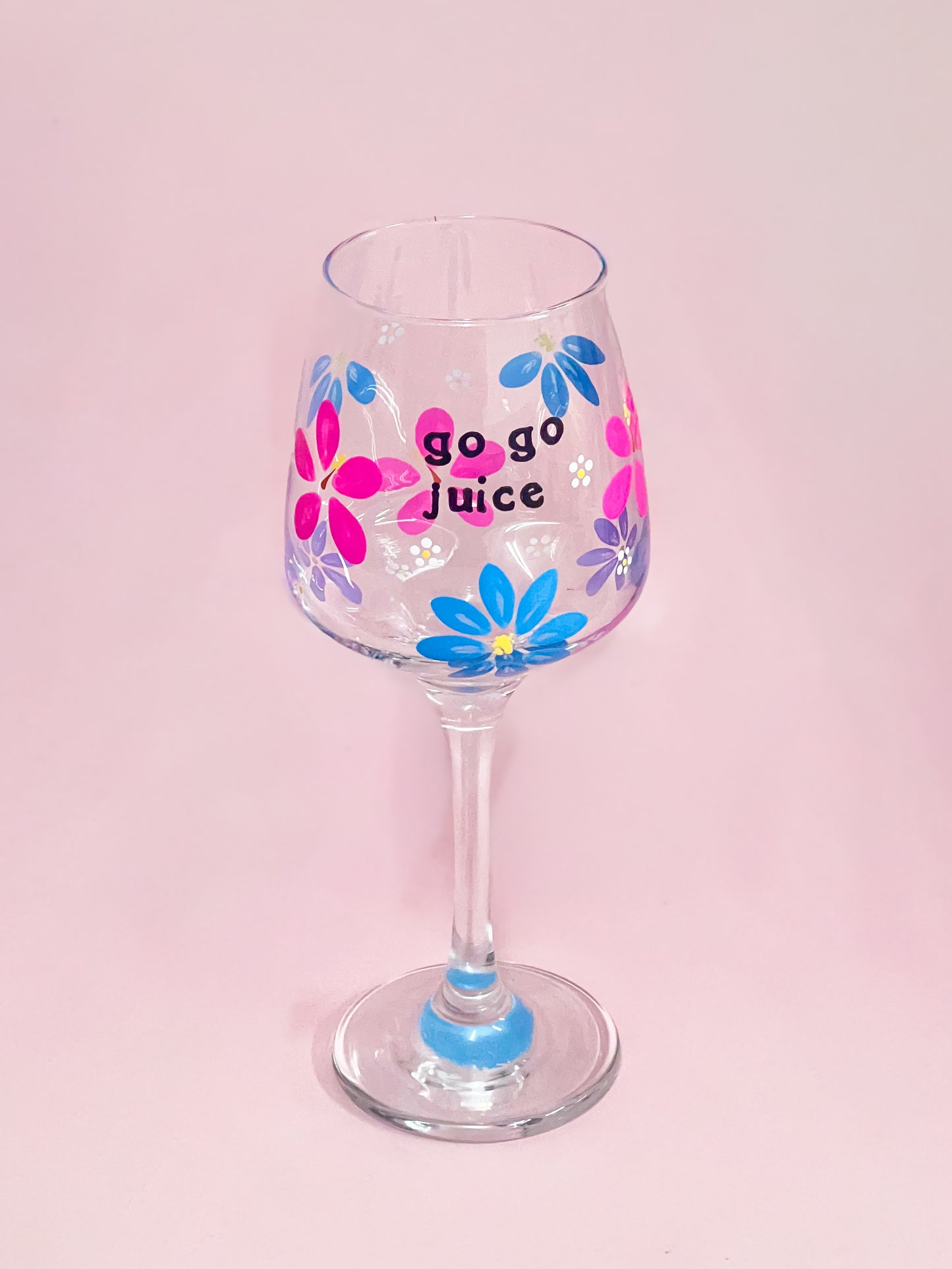 Hand-painted Wine Glass - "Go Go Juice" - Kai Blossom