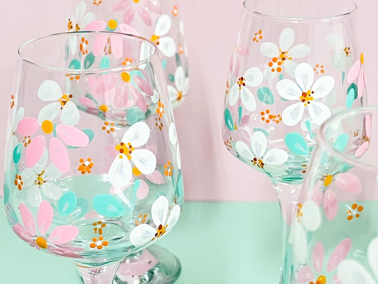 Hand-painted Wine Glass - Ariel