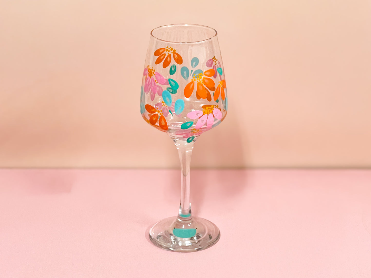 Hand-painted Wine Glass - Coralia