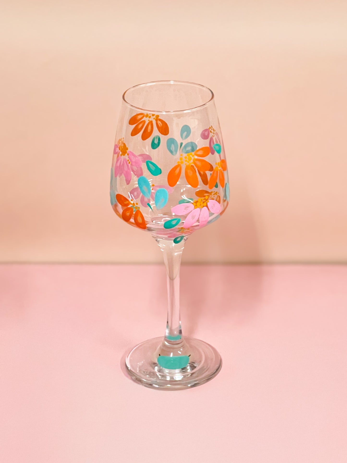 Hand-painted Wine Glass - Coralia