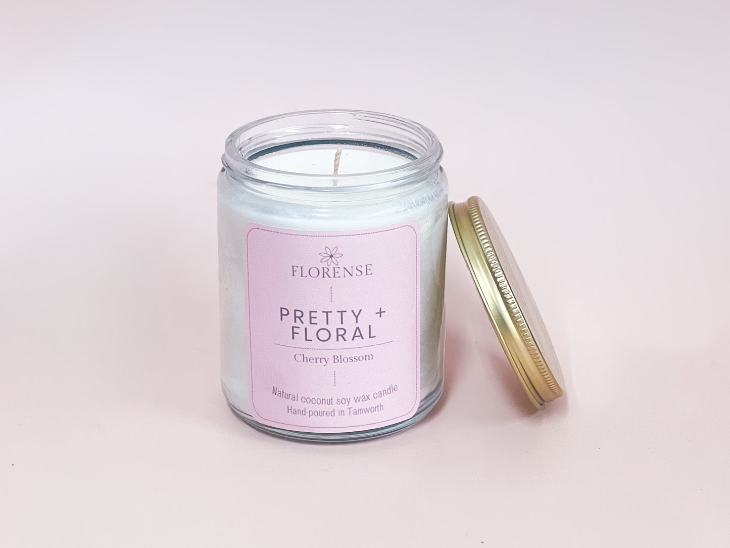 Mason Jar Candle - Clear | Pretty + Floral - Cherry Blossom