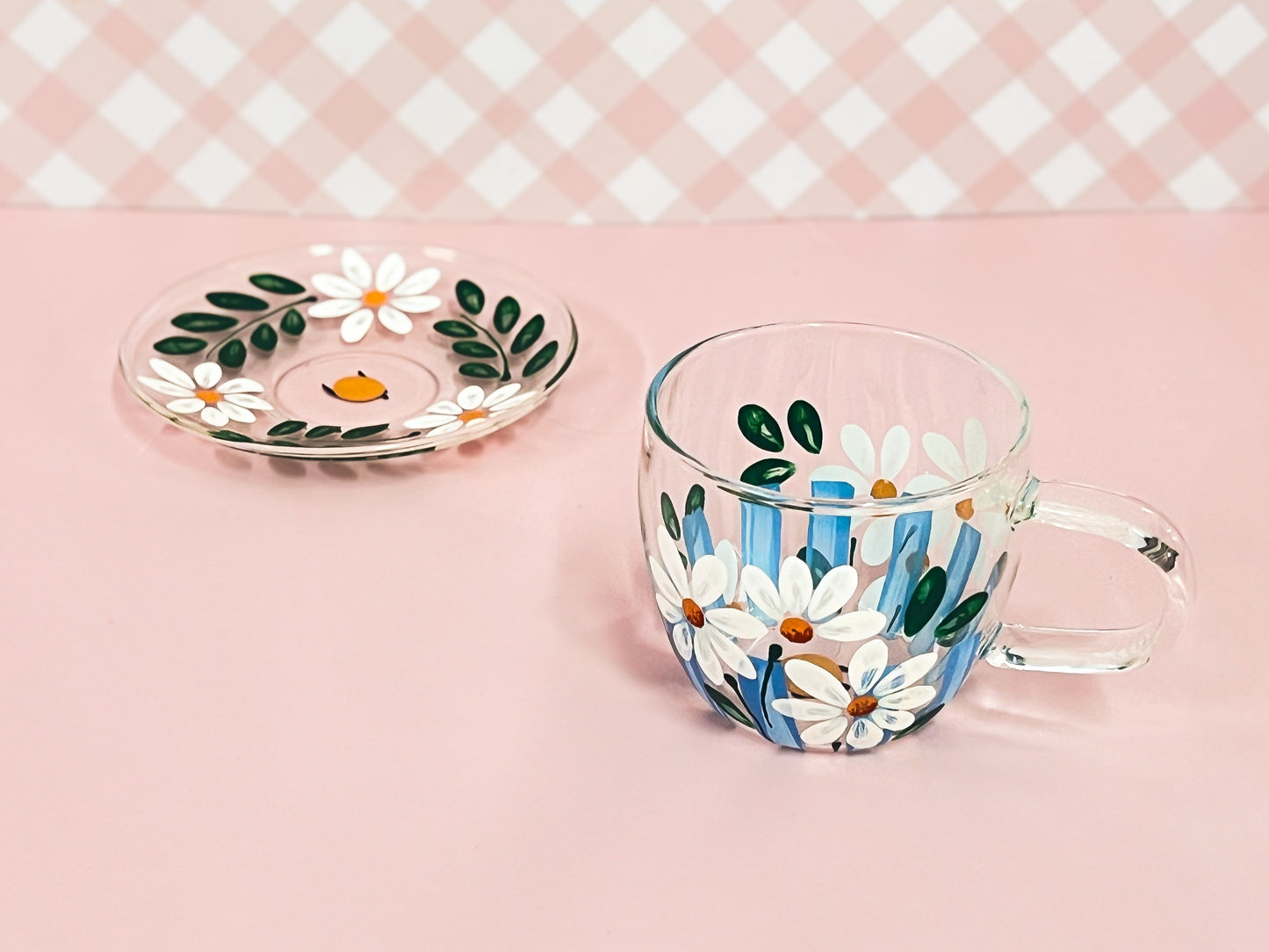 Hand-painted (Upcycled) Teacup + Saucer | Hanna