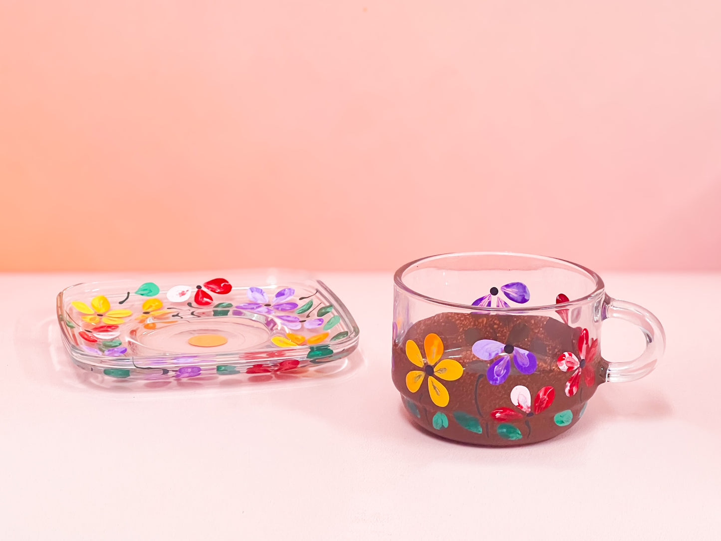 Hand-painted Square Teacup + Saucer | Betty