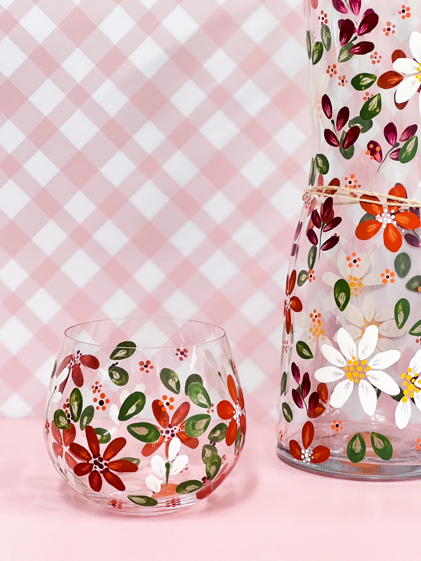 Hand-painted Stemless Bowl Glass (upcycled) | Autumn