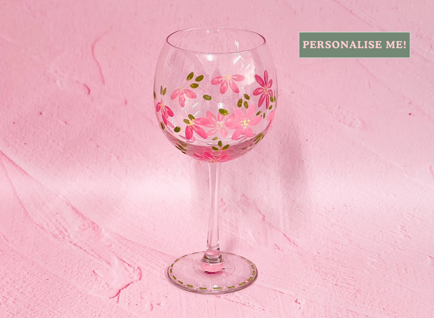 Hand-painted Bowl Wine Glass - Blossom Petal (Upcycled Glass) | Personalise Me!