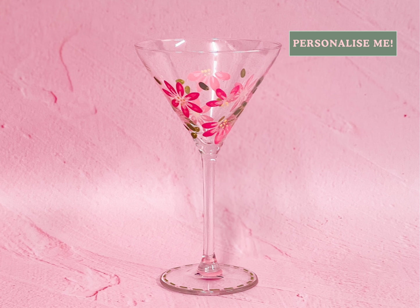 Hand-painted Martini Glass - Blossom Petal (Upcycled Glass) | Personalise Me!