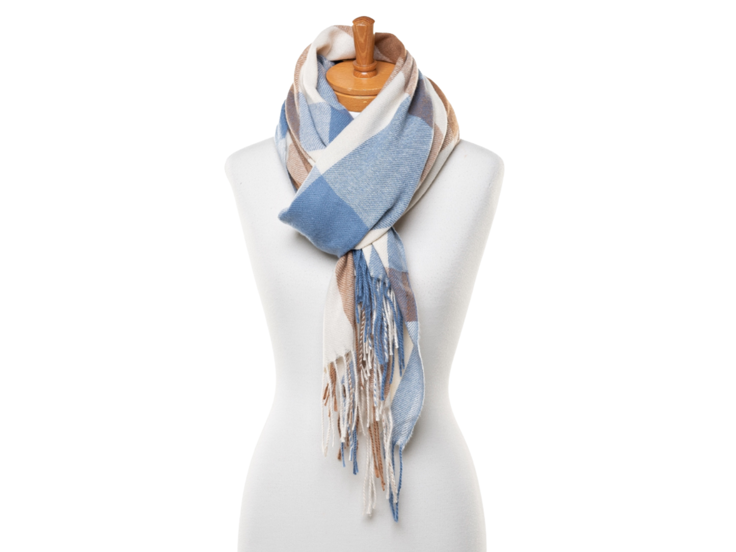 Plaid Scarf - Brown & Blue