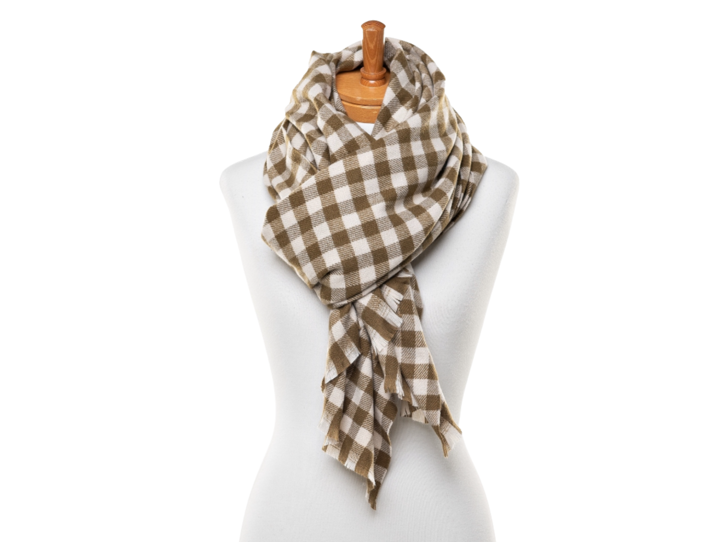 Gingham Scarf - Dark Olive