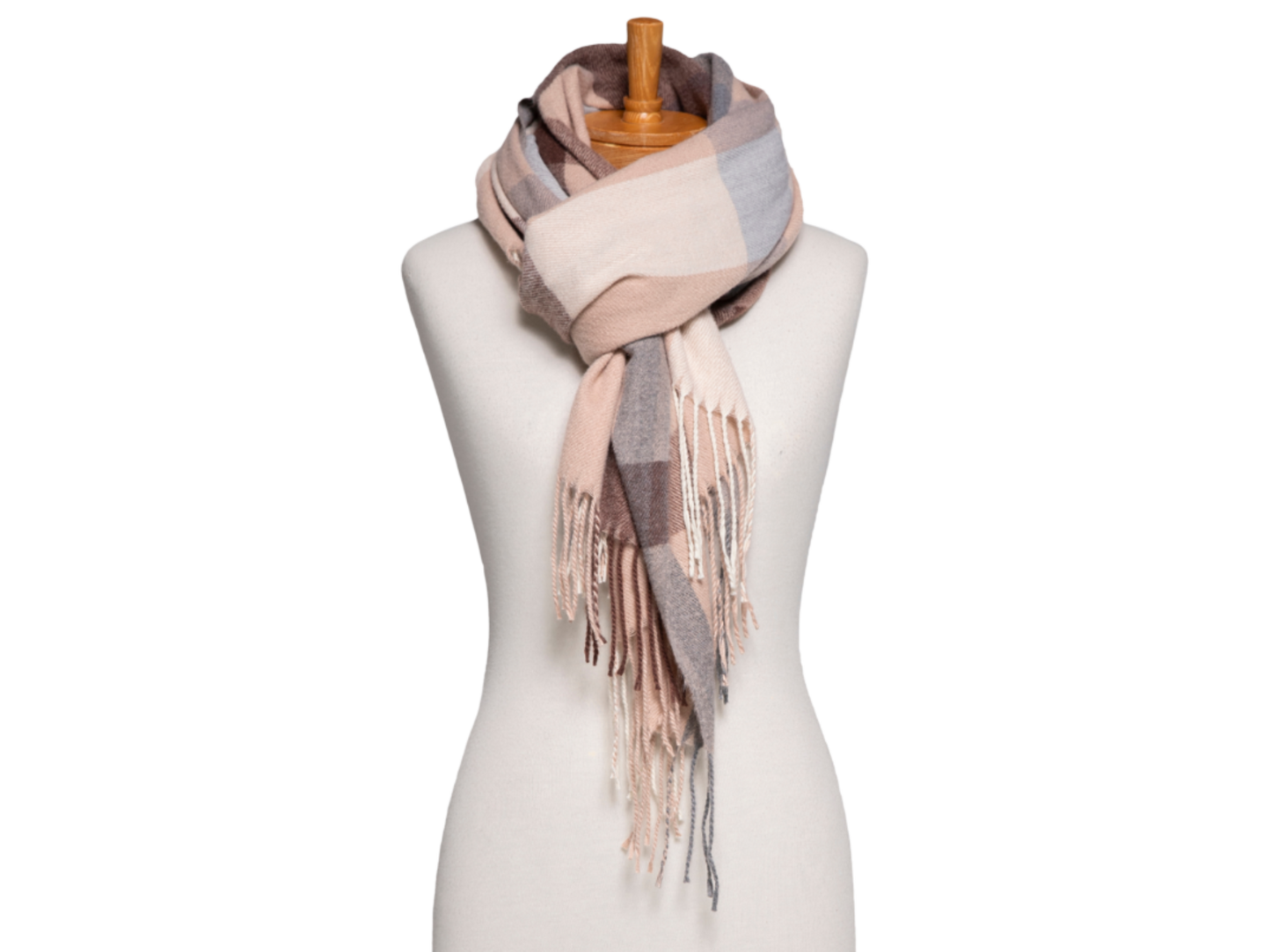 Plaid Scarf - Brown & Beige