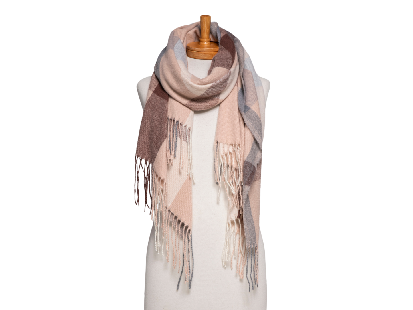 Plaid Scarf - Brown & Beige