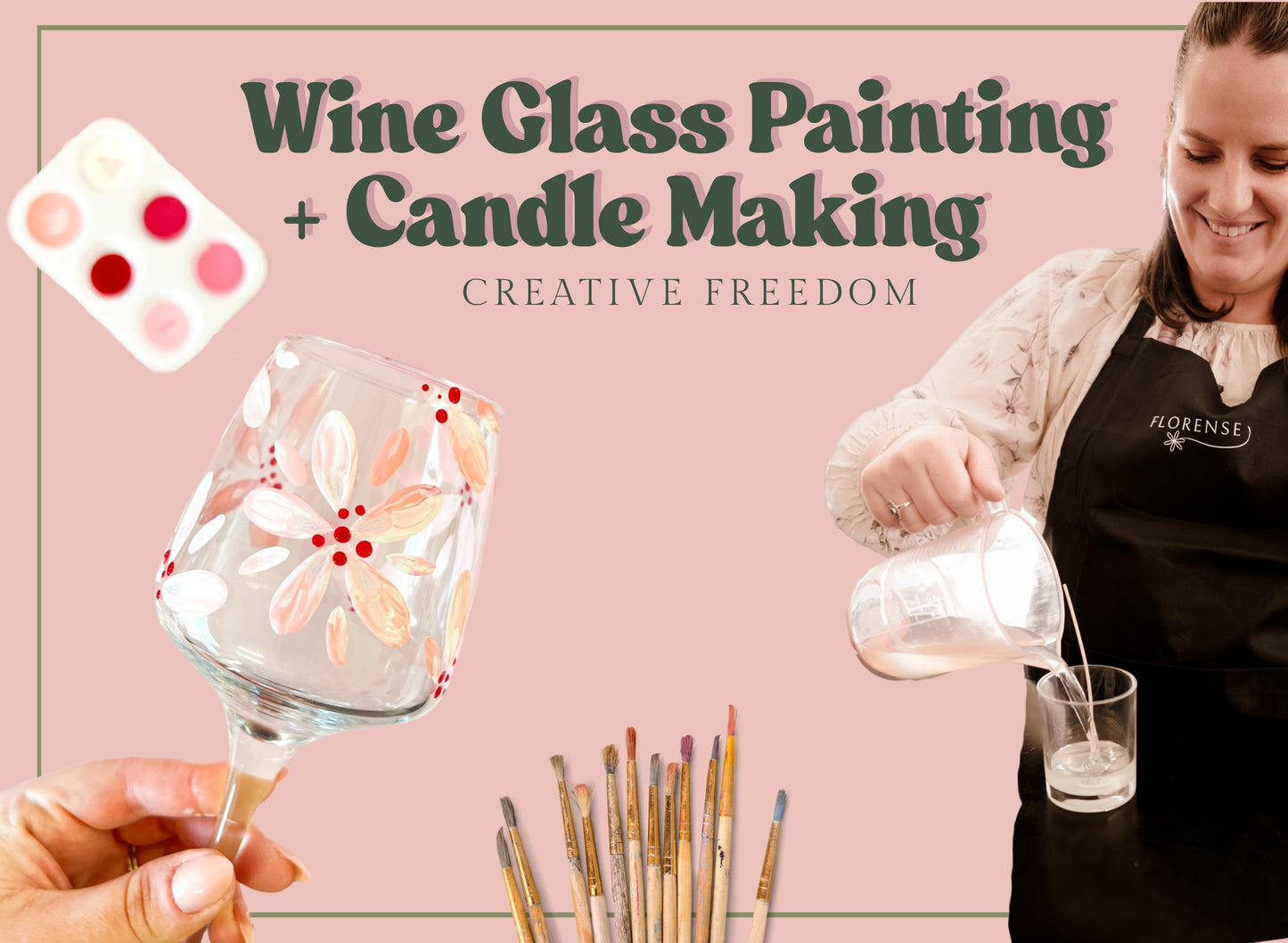 Wine Glass Painting + Candle Making Workshop - Creative Freedom