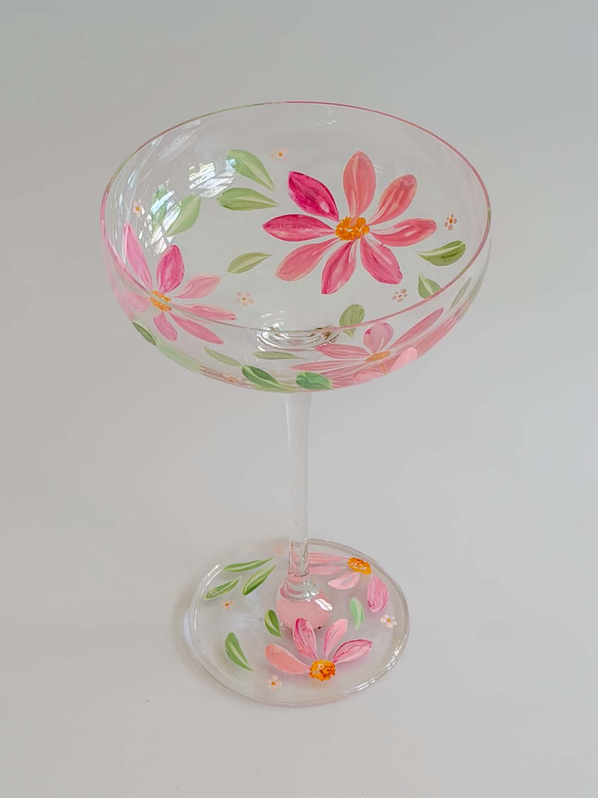 Hand-painted Coupe Glass - Spring Blossom