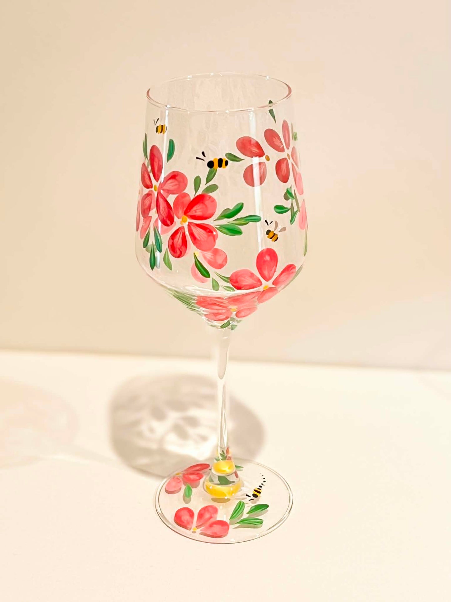 Hand-painted Wine Glass - Elsie Meadow
