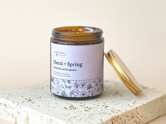 Amber Candle | Floral + Spring (Patchouli and Bergamot)
