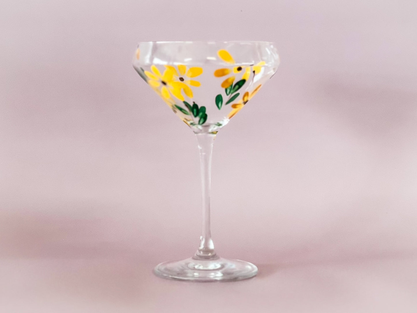 Hand-Painted Cocktail Glass | Sunflower Fields