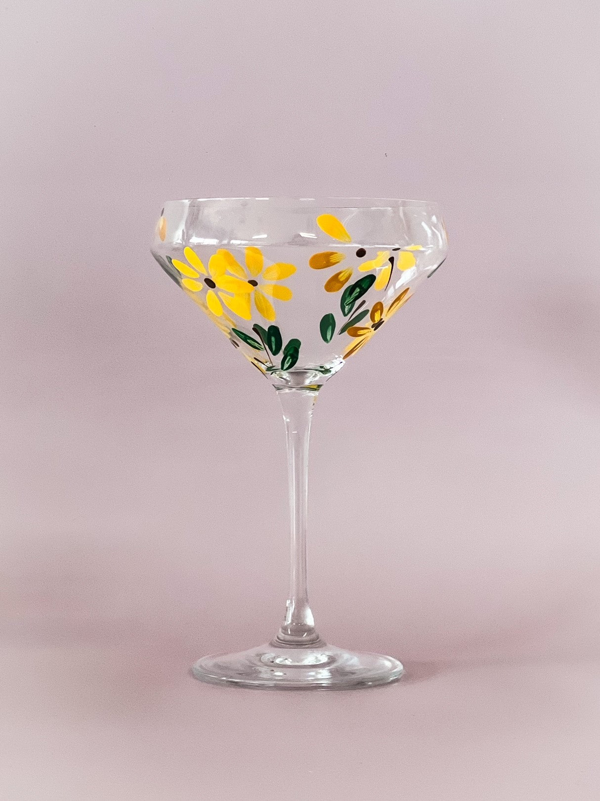 Hand-Painted Cocktail Glass | Sunflower Fields