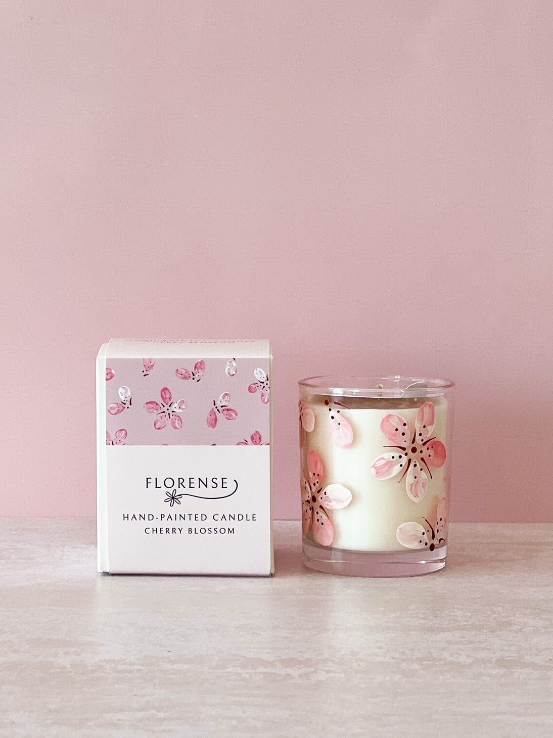 Hand-painted Candle | Cherry Blossom