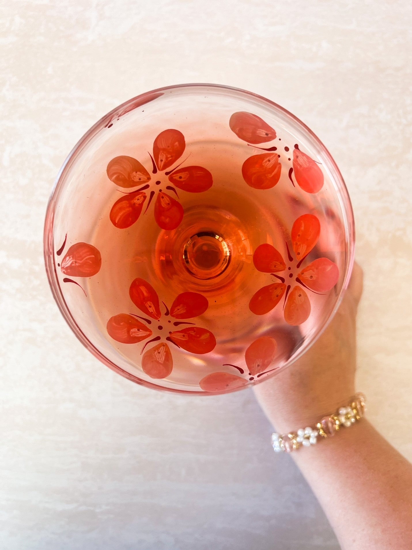 Hand-Painted Cocktail Glass | Cherry Blossom