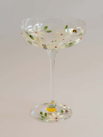 Hand-painted Coupe Glass - Spring Garden