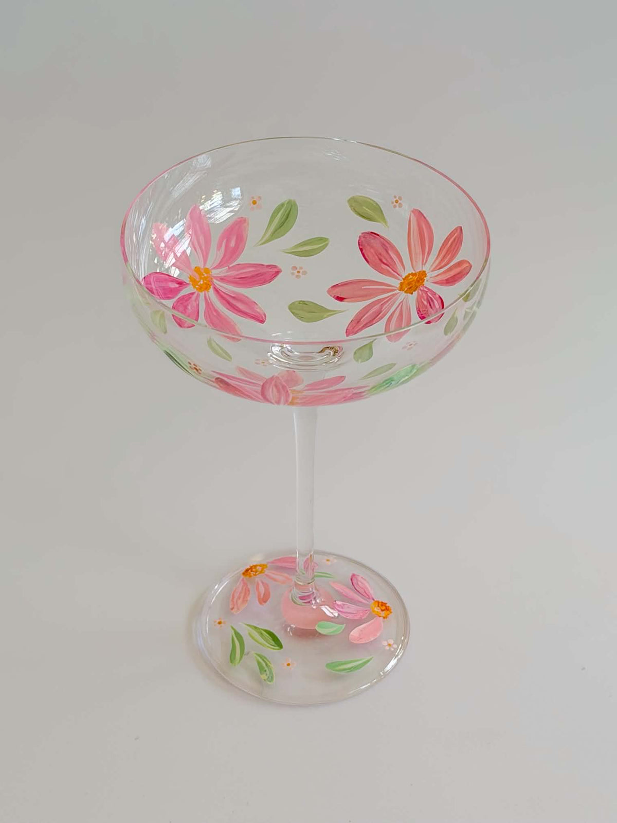 Hand-painted Coupe Glass - Spring Blossom