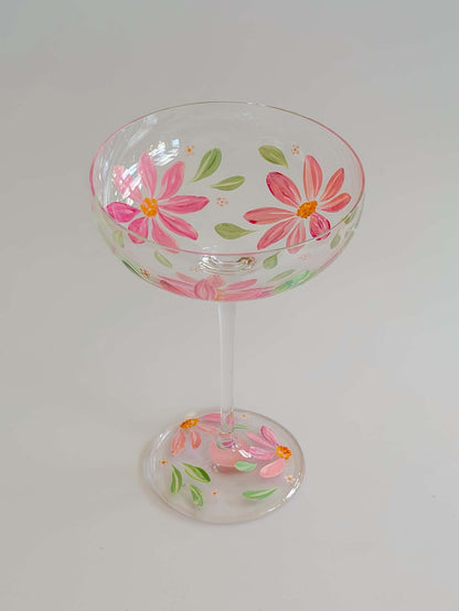 Hand-painted Coupe Glass - Spring Blossom