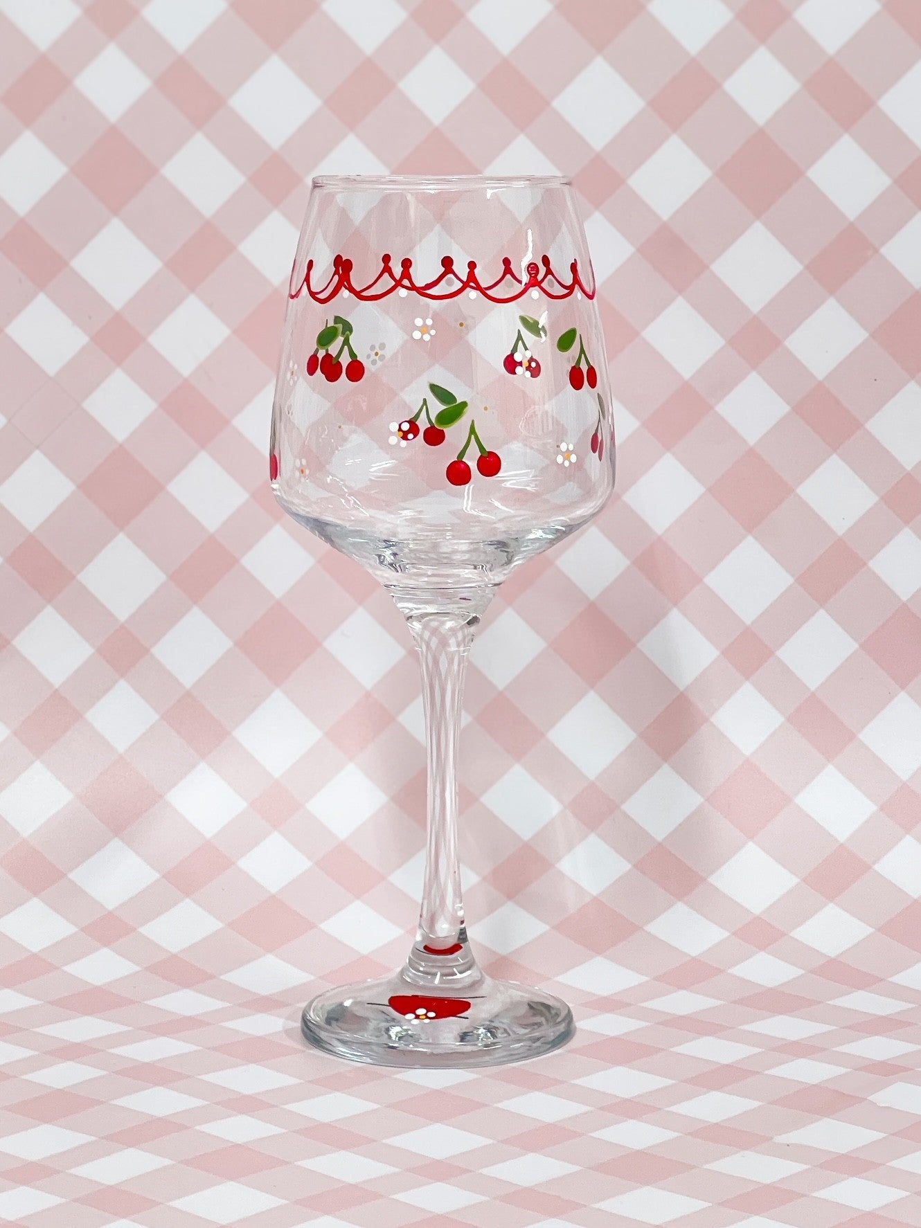 Hand-painted Wine Glass - Cherries