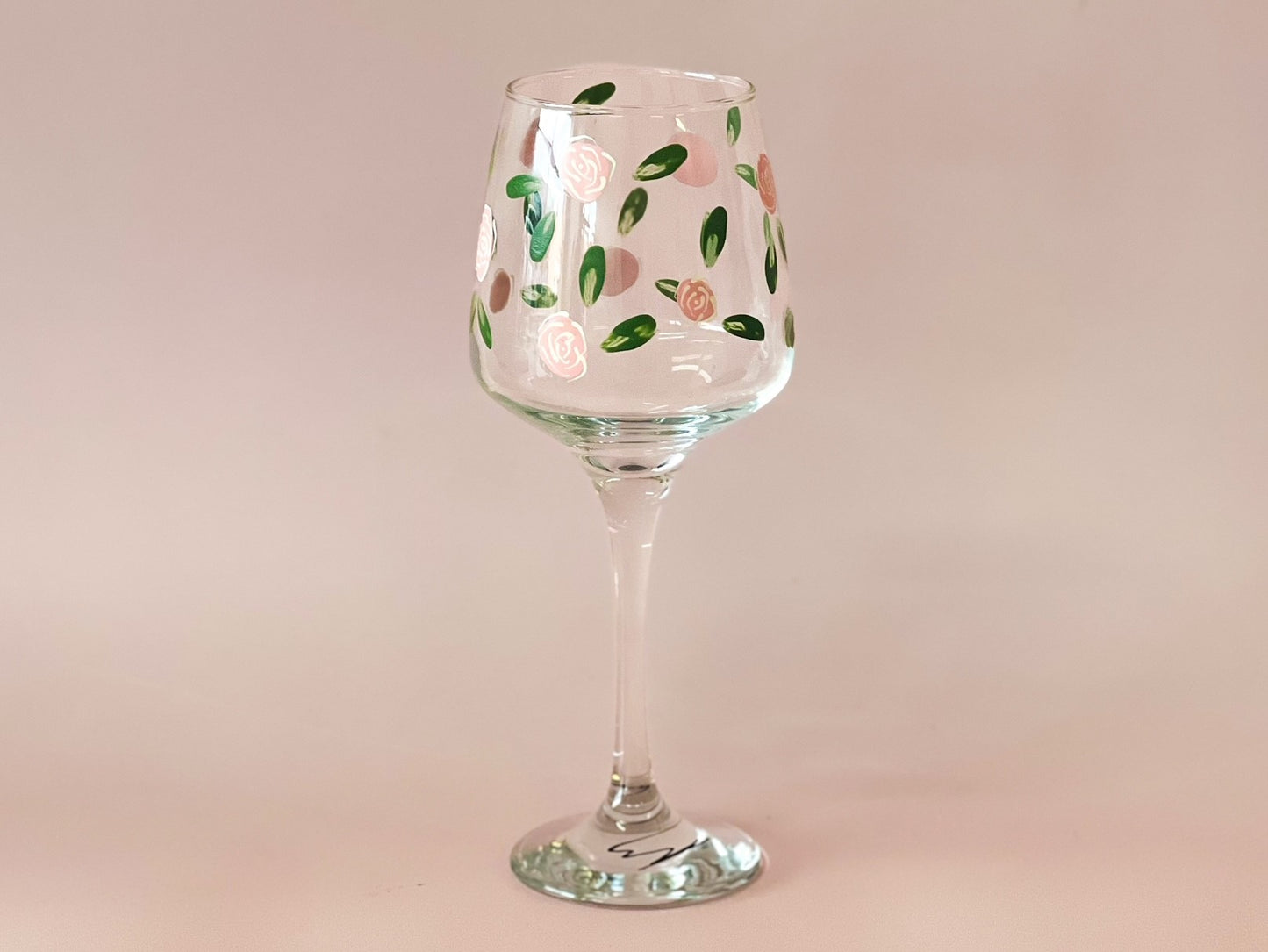 Hand-painted Wine Glass | Roses